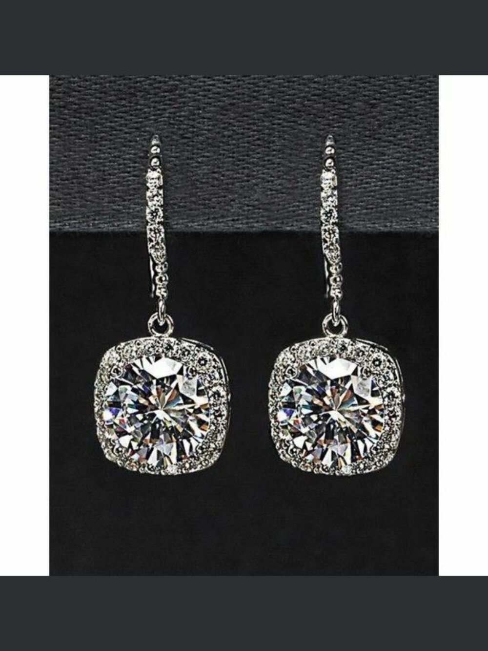 Nina Bridal MIRABELA Cubic Zirconia Square Drop Earrings Crystal Swarovski NEW